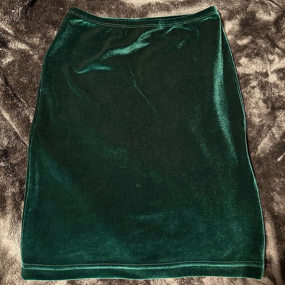 Green velour skirt